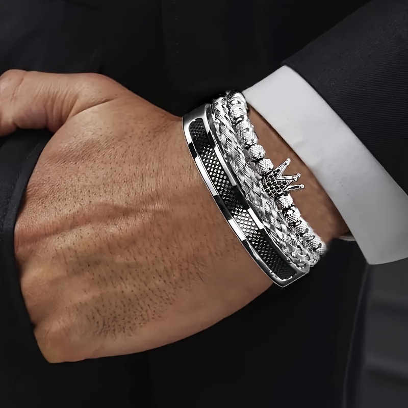 Men Crown Bracelets Contrast Colour Bangles